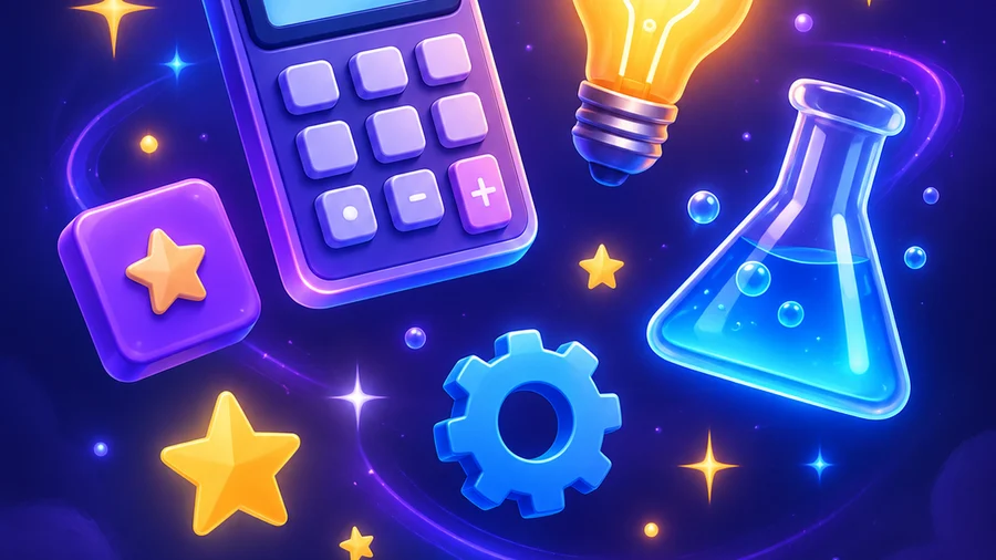 Calculatrice, ampoule et eprouvette