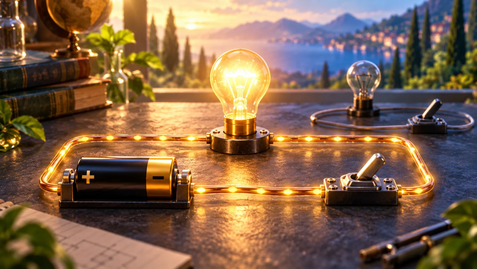 Illustration du cours : Un circuit électrique, une boucle complète