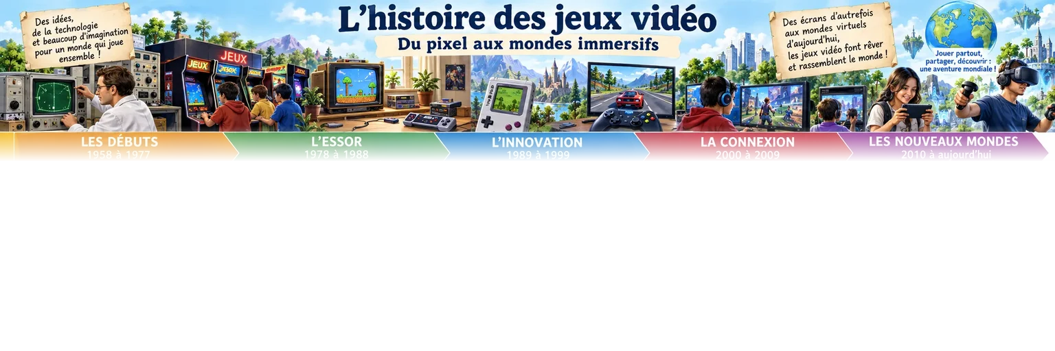 Aperçu partiel de l’histoire des jeux vidéo, estompé avant les repères