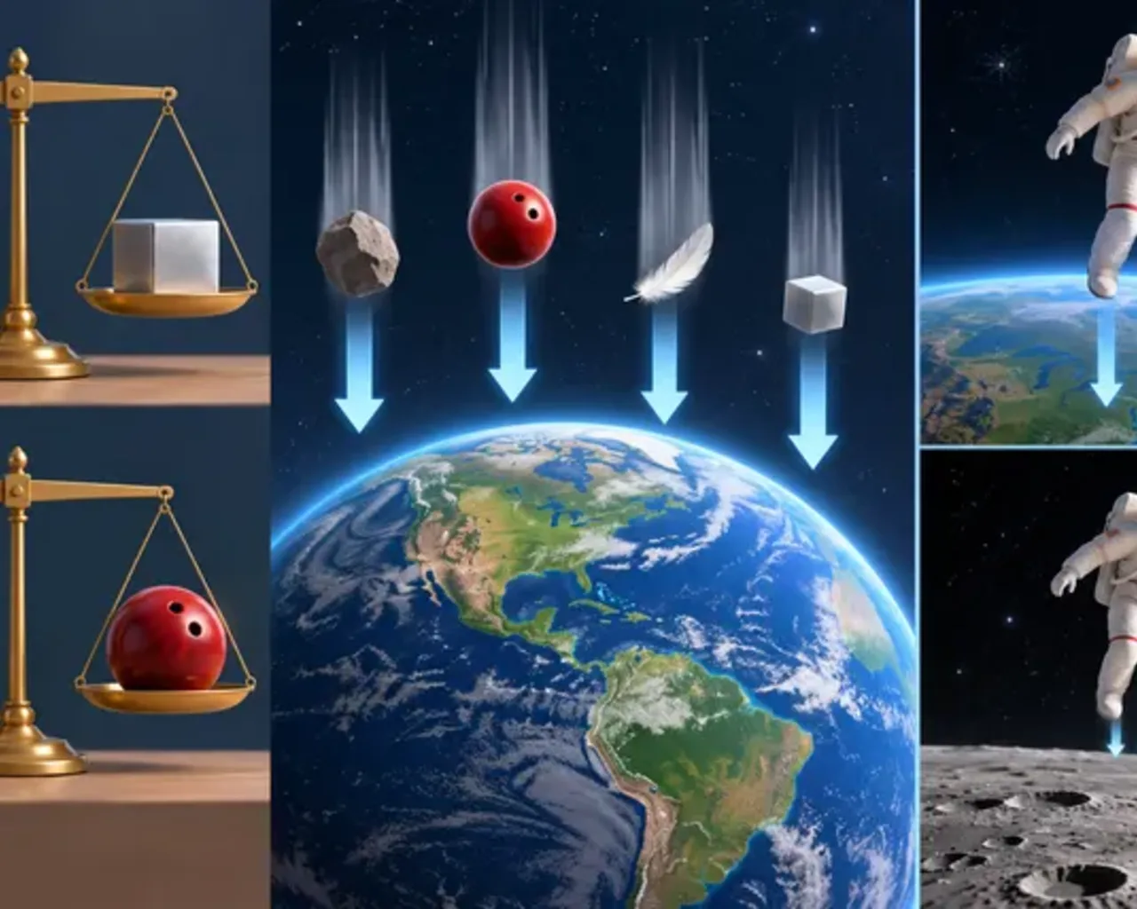 Illustration du parcours « Gravitation, poids et masse »
